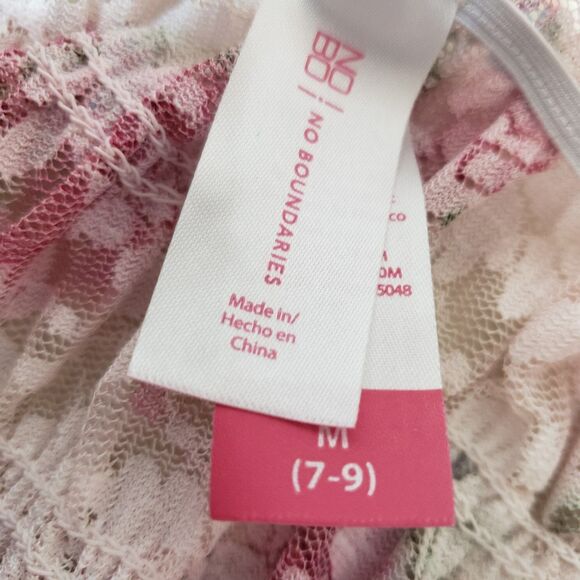 No Boundaries Women's White Short Sheer Lace Floral Stretch Blouse M (7-9) - Picture 8 of 8